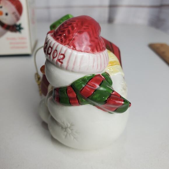 Fitz & Floyd Snowman Ornament Frosty Folks 2002 Ceramic Christmas Holiday Winter - Picture 6 of 9